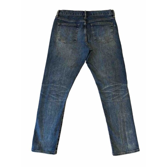 Uniqlo Jeans Mens 33x30 Kaihara Slim Straight Blue Denim Pants Medium Wash - Picture 3 of 13